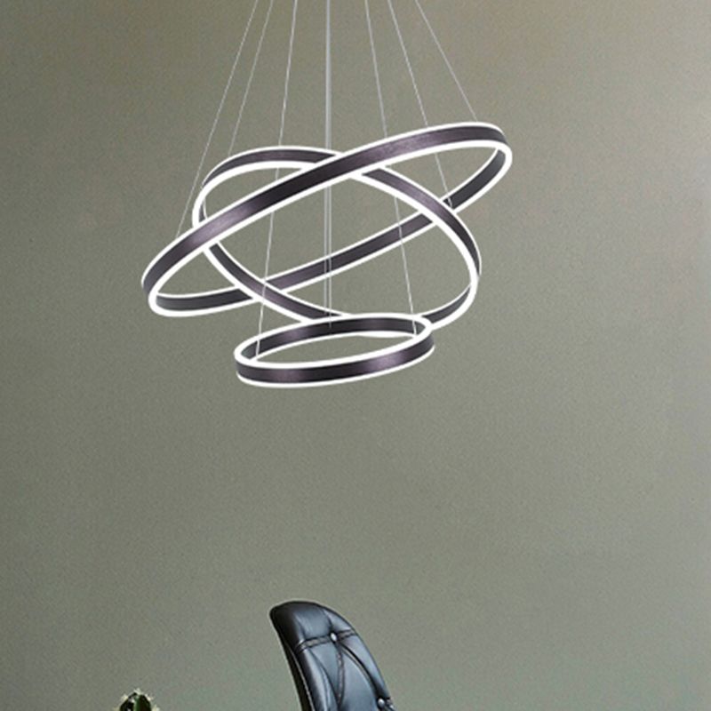 Modern Dining Room Lighting Multiple Rings Hanging Ceiling Lights Metal Chandelier