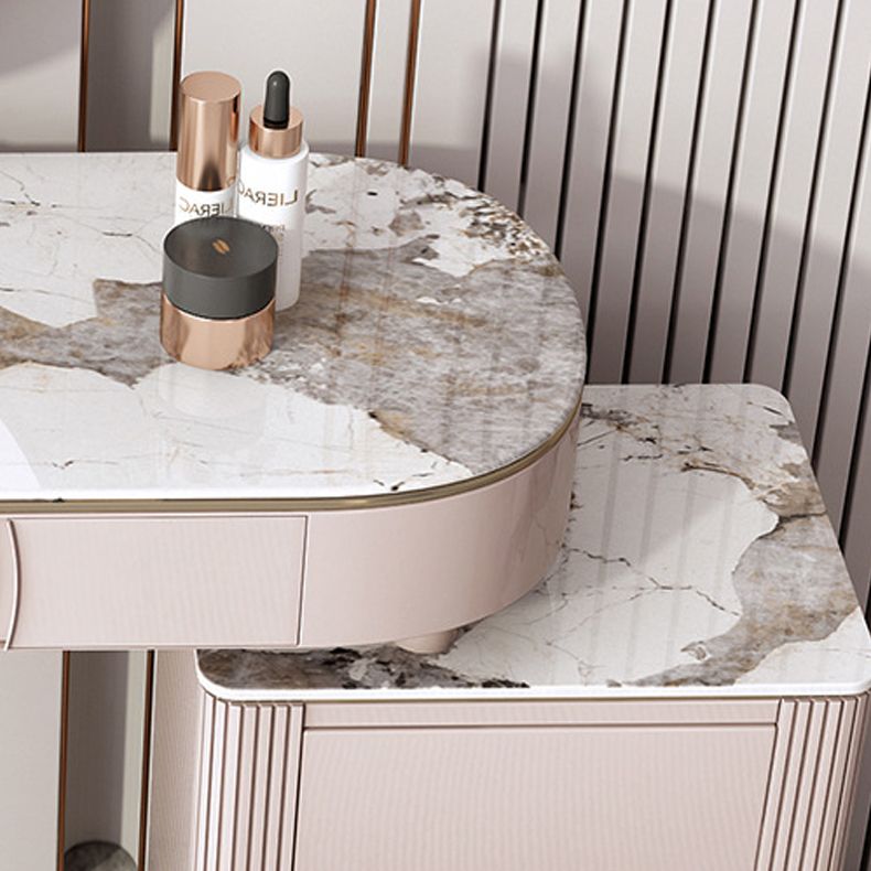 Modern White Vanity Desk with 5 Storage Drawers 15.74" Wide Wood Vanity Set