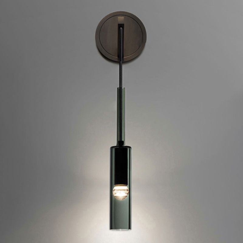 Half Cylinder Shade Crystal Wall Sconce Modern Style 1 Light Wall Mounted Light in Black