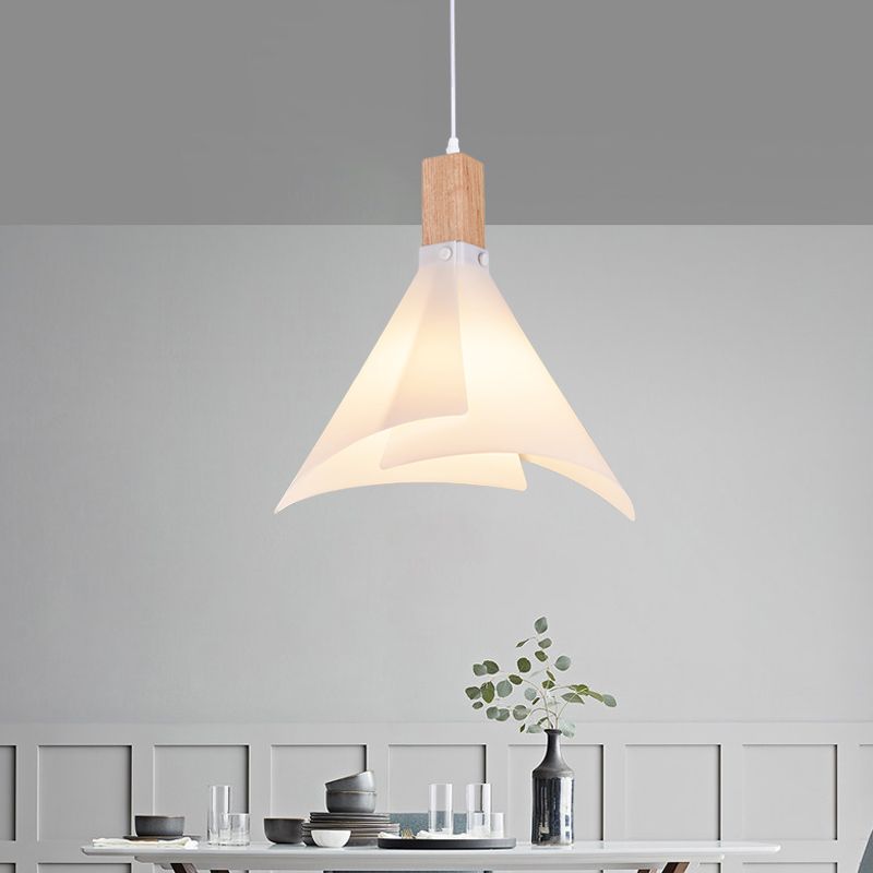 Kreative Kegeldecke Lampe zeitgenössische Acryl 1-Bulb weiße Anhängerbeleuchtung für Wohnzimmer