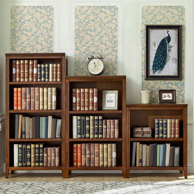 Home Standard Bookcase Contemporary Solid Wood Fixed Bookshelf