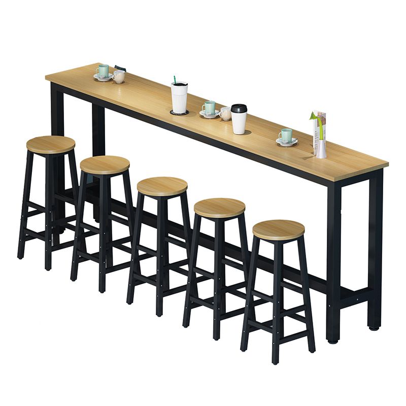 Modern Artificial Wood Bar Table Rectangle Table Metal Base for Cafe