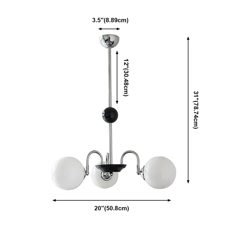 Contemporary Minimalism Hanging Pendant Light Glass Globe Chandelier for Living Room