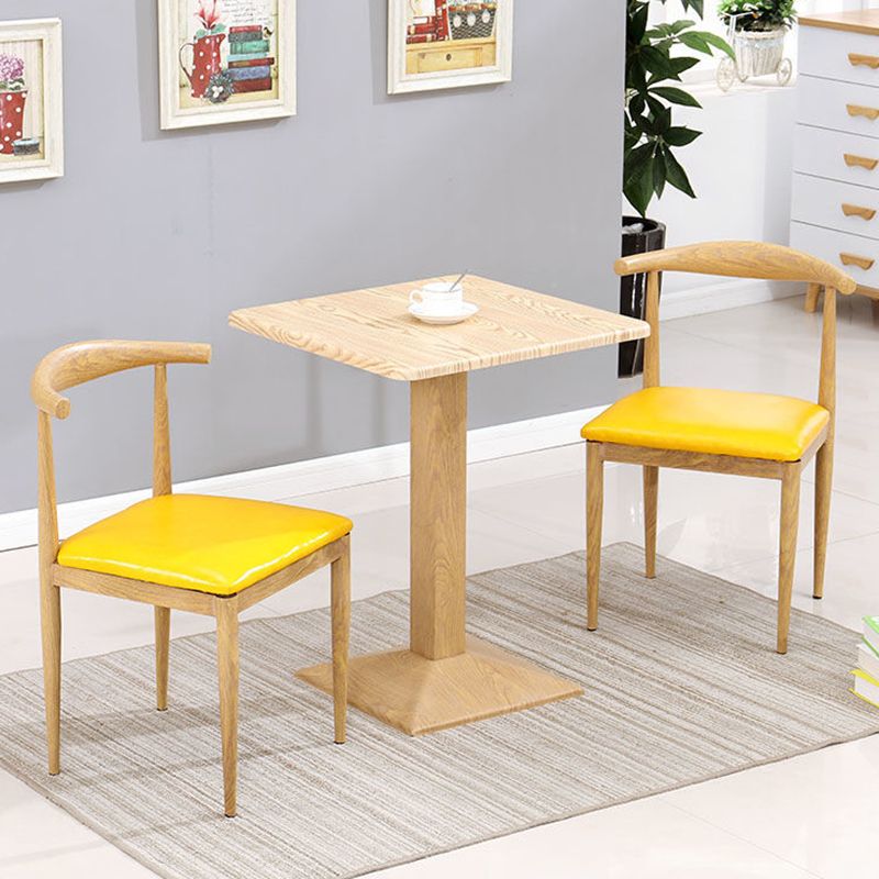 Contemporary Round and Wooden Square Dining Table for 2 People