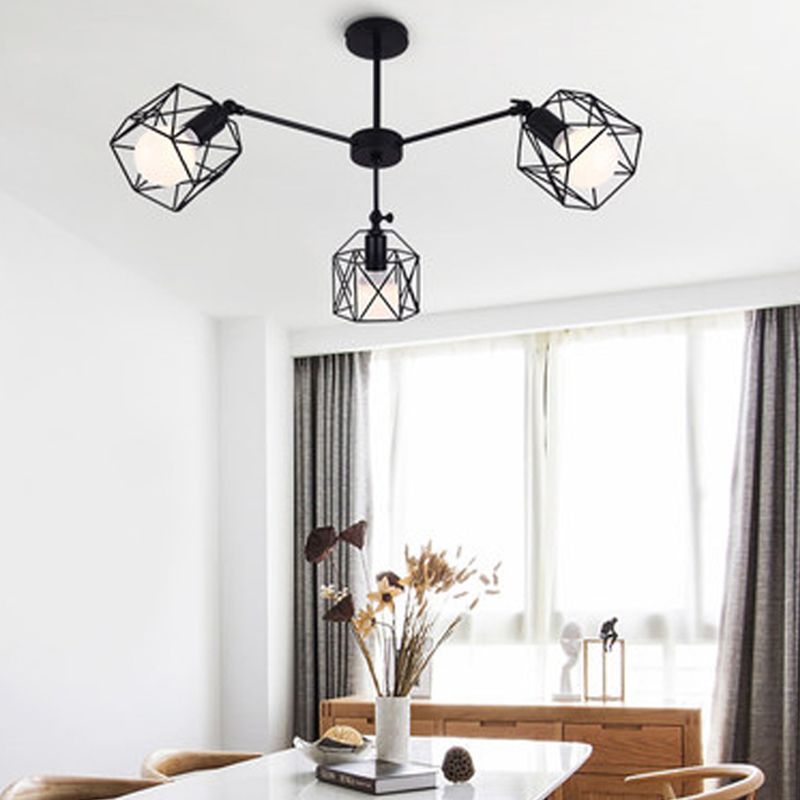 Nordic Style Ceiling Light Iron Frame Shape Adjustable Ceiling Lamp for Bedroom