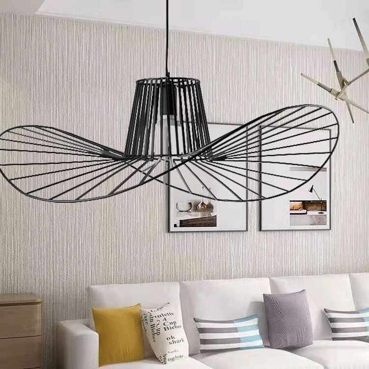 Pendants contemporains, luminaire suspendu de paille en métal moderne 1-Light