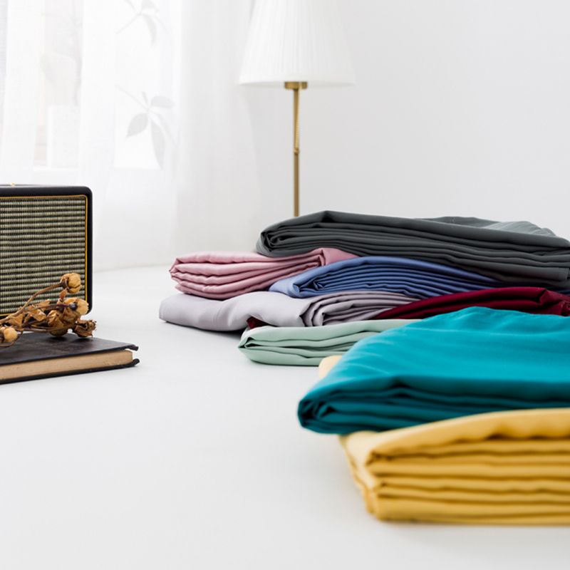 Sheet Sets Tencel Solid Color Breathable Super Soft Wrinkle Resistant Bed Sheet Set