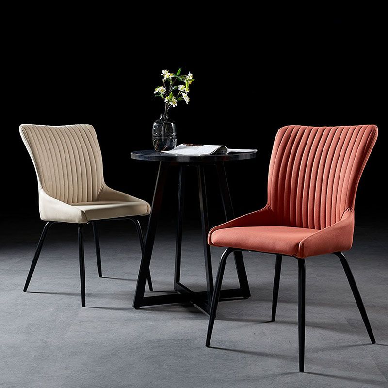 Industrial Arm Solid Back Dining Side Chair Fabric Dining Side Chair