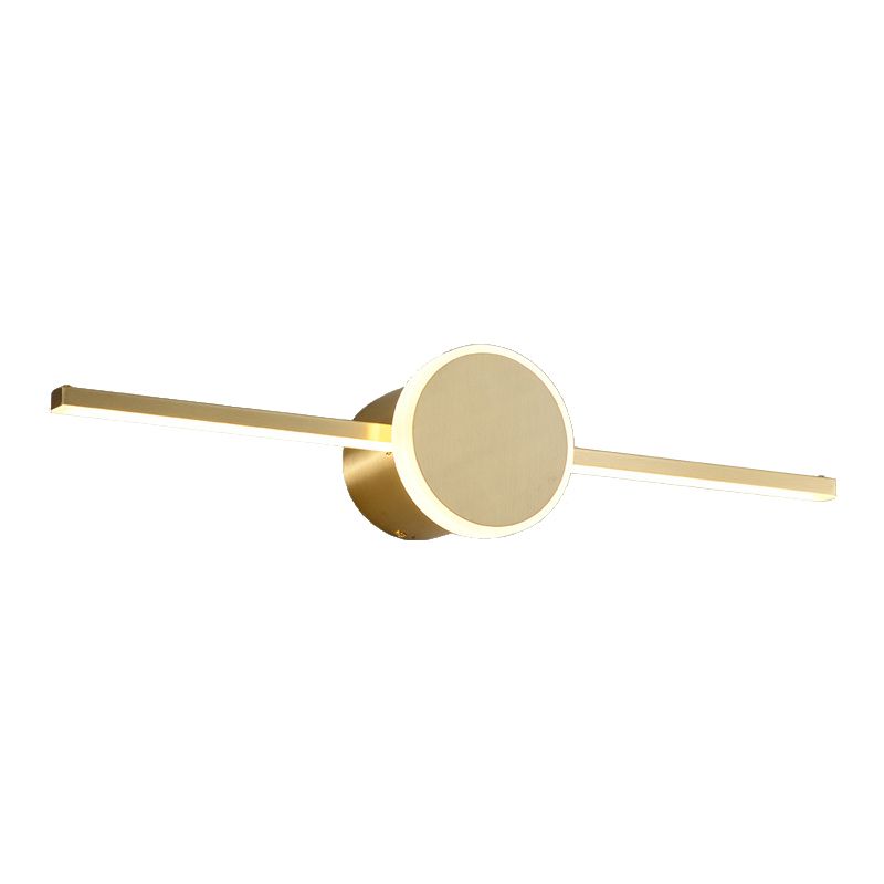 Modern Line through Cylinder Wall Sconce Metallic LED Washbasin Vanity Lighting Fixture in Gold