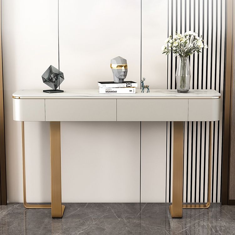 2 Drawers Console Table Modern Stone Accent Table for Hall , 33.46" Tall