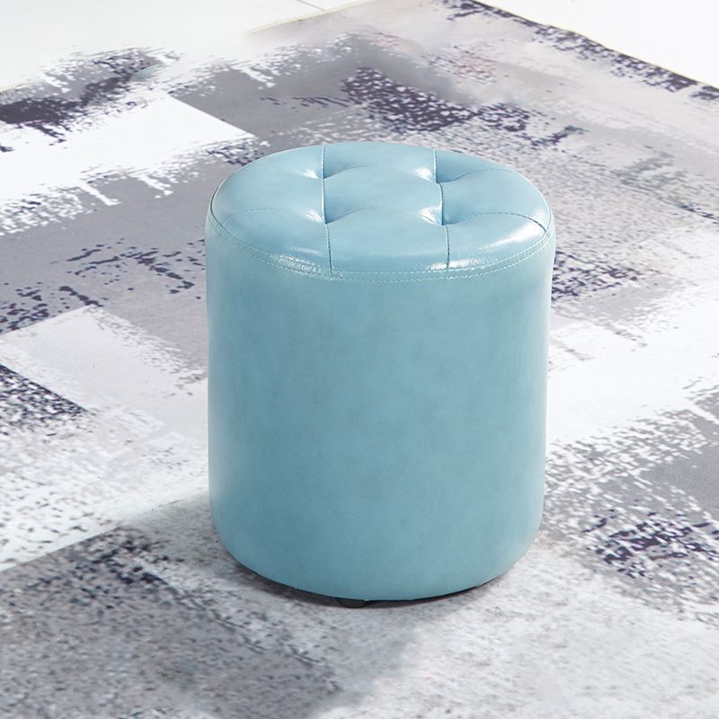 Modern Ottoman Water Resistant Tufted Leather Round Foot Stool Ottoman