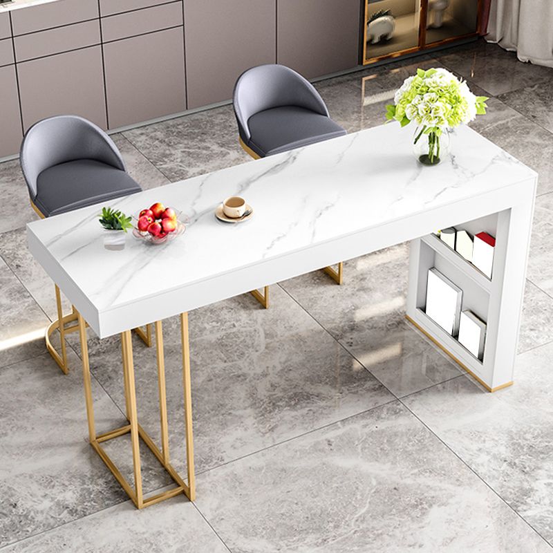 Rectangle Bistro Bar Table Sintered Stone Bar Table with Shelves