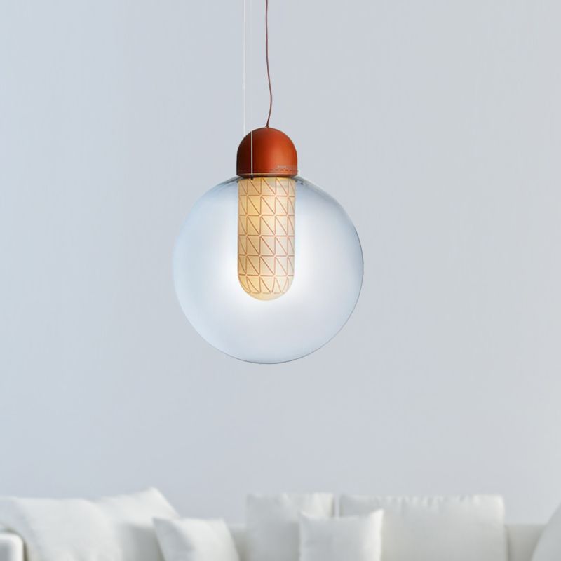 Iluminación colgante de esfera de naranja 1 Lámpara de techo colgante de vidrio de humo de gradiente de luz de luz