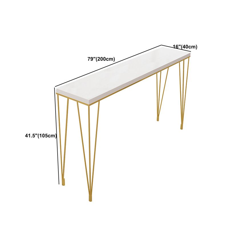 Glam Style Rectangle Bar Table Solid Wood Bar Dining Table with 4 Legs