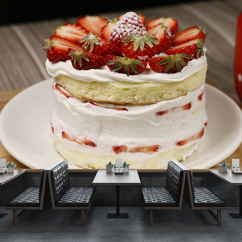 Photography Strawberry Cake Dessert Mural Wallpaper Commerce Shop Decoration