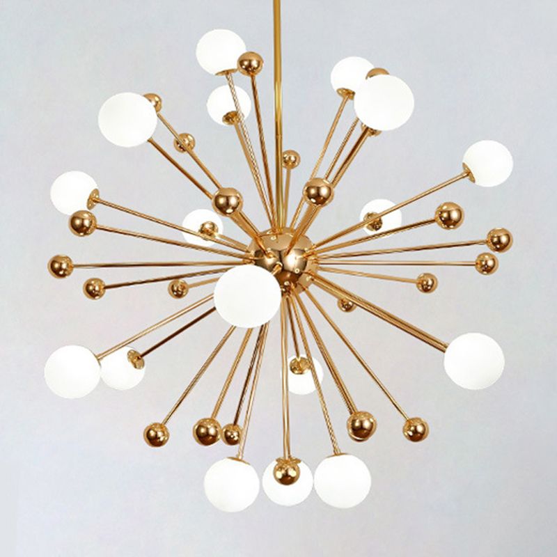 Lampadario in metallo in metallo a forma di buio in oro elettroplato Post-moderna Glassa di vetro appeso per sala da pranzo camera da letto