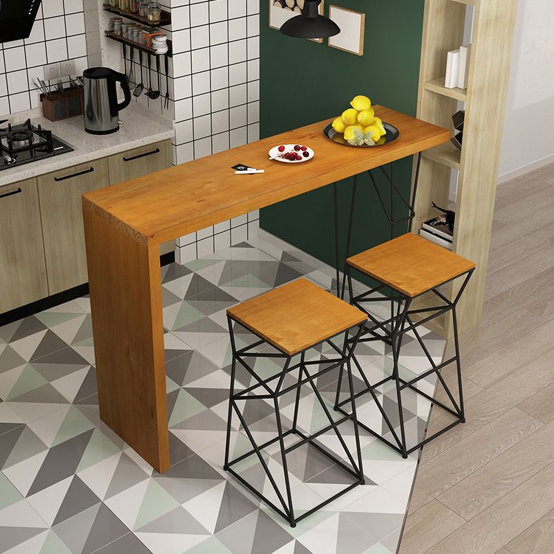 Industrial Rectangle Bistro Bar Desk Pine Solid Wood Bar Dining Table for Indoor
