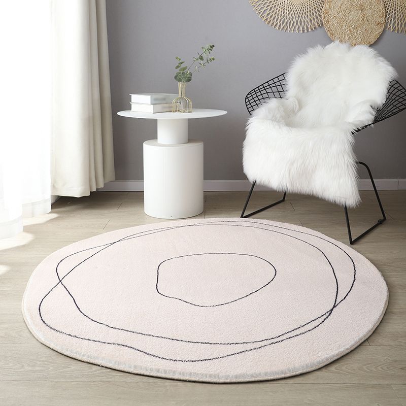 White Line Pattern Rug Polyester Modern Area Rug Stain Resistant Rug for Living Room
