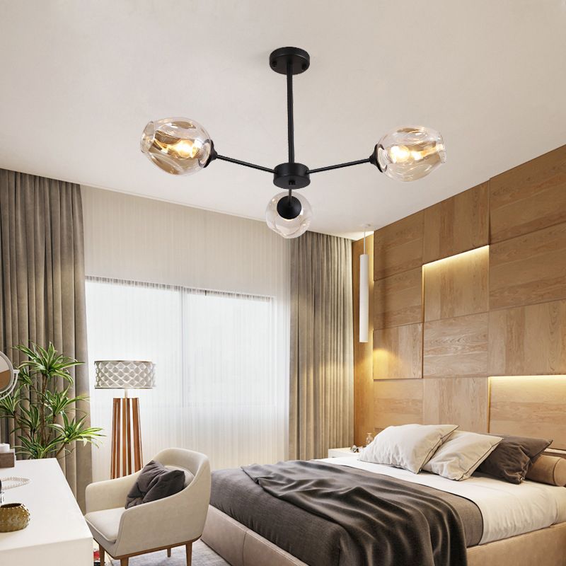 Stile contemporaneo a 3 luci a 3 luci/nero a soffitto di sputnik sfera lampadario