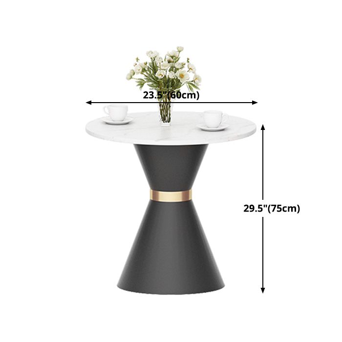 Luxury Sintered Stone Top Dining Table Indoor Round Table with Metal Pedestal