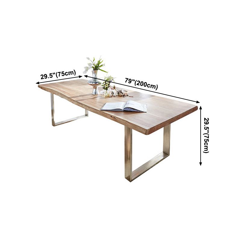 Mesa de madera maciza en tono marrón, mesa con base de trineo de lujo para comedor