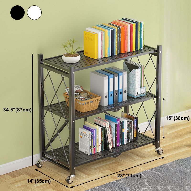 Industrial Open Etagere Bookshelf Steel Bookshelf with Caster Wheels