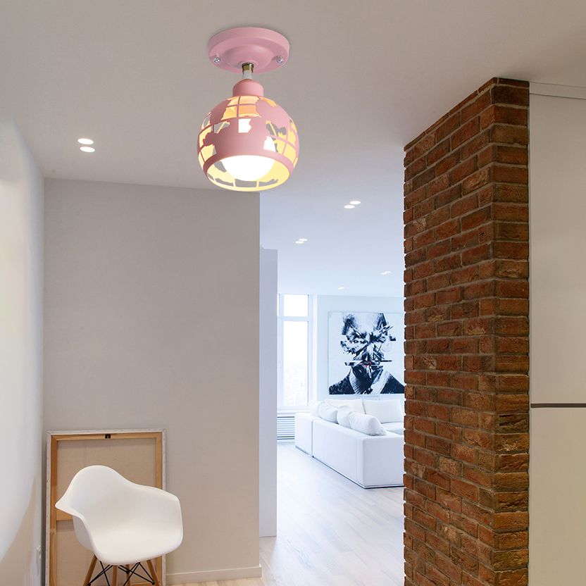 Pink / Jaune / Blue Doled Semi-Flush Light MODERN MODERN MODER 1 CEAD LICHING POUR HALLWAY