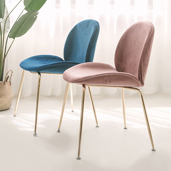 Chaise de salle à manger de Style Glam nordique, sans accoudoirs, avec pieds en métal