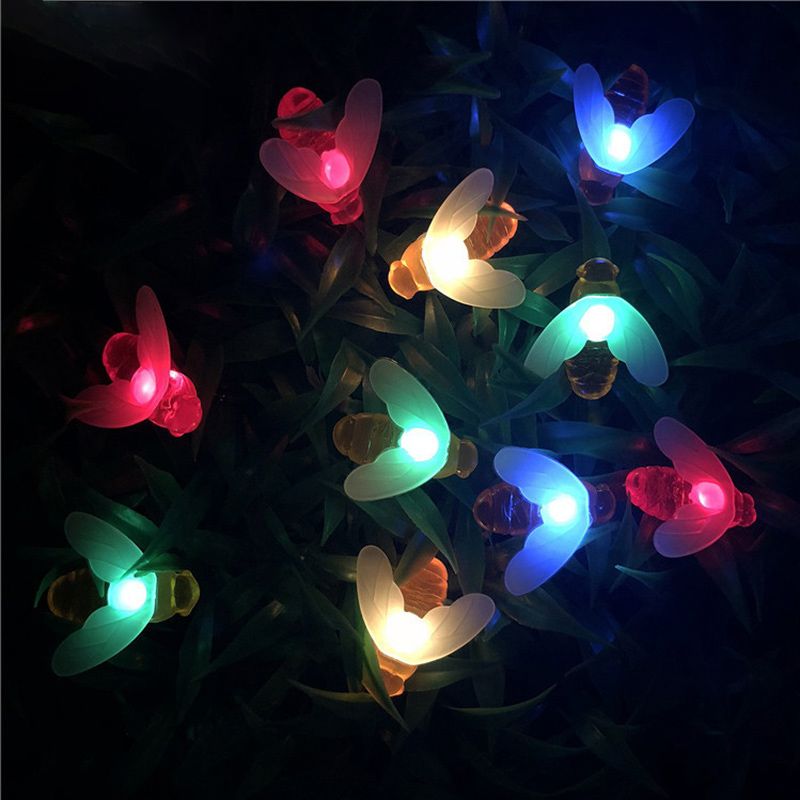 21.3ft Bee Shape Festive LED Fairy Lamp Artistic 30 Heads Orange Solar String Lighting