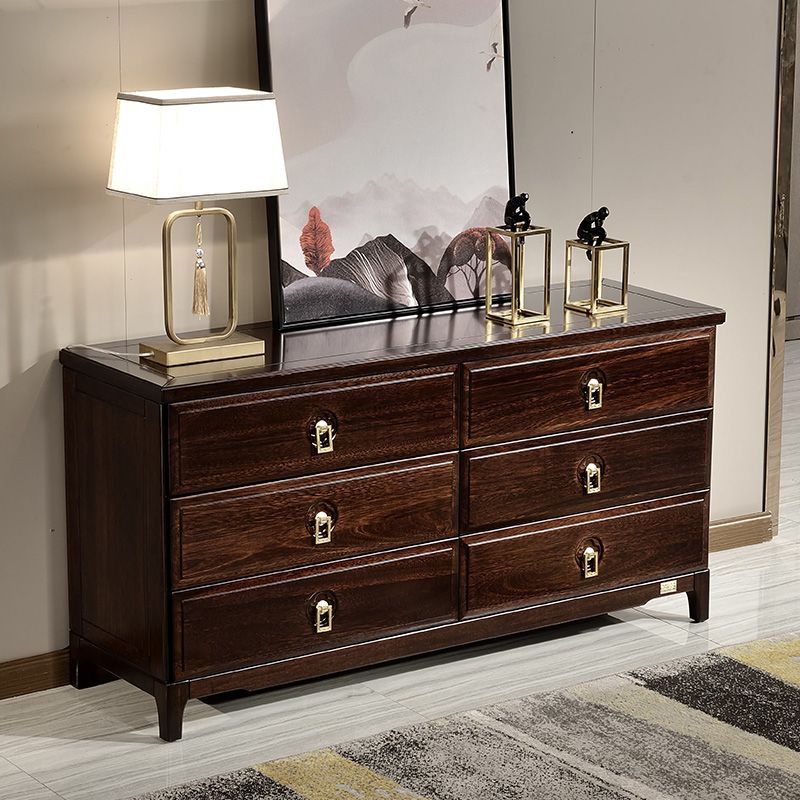 Mid-Century Modern Accent Chest Rectangle Brown Lacquered Wood Chest