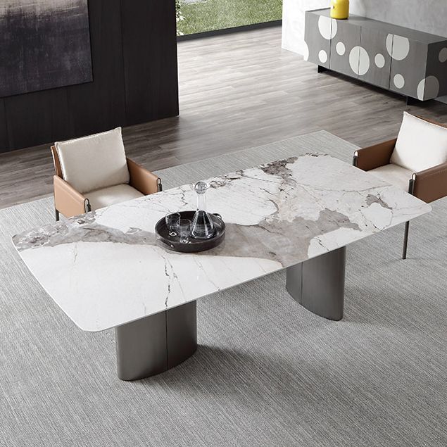 Metaal traditionele luxe rechthoek binnen tafel gesinterde stenen tafel voor eetkamer en keuken