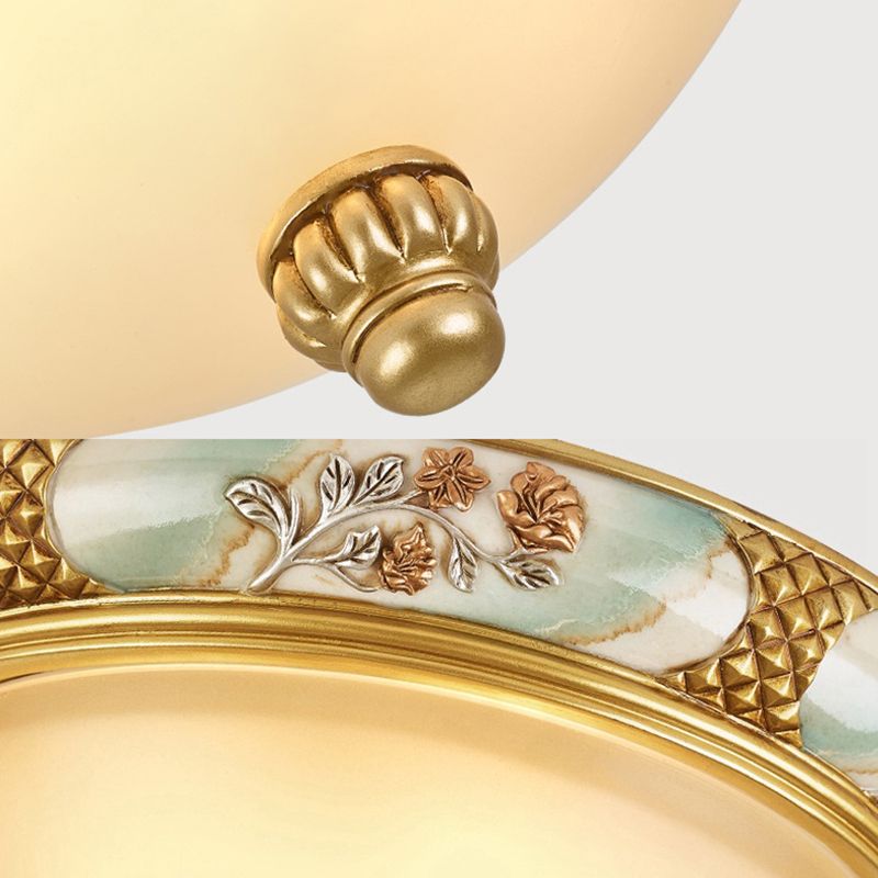Plafonnier de salon en forme de bol, verre givré traditionnel, 3 lumières, éclairage de plafond en laiton, 15 "/ 19" de large