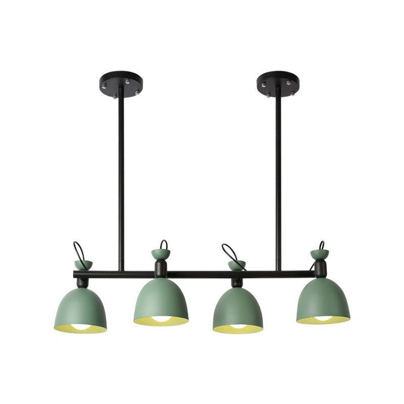 Luminaire de lustre en métal dôme moderniste 4 lumières lampe suspendue verte avec nœud réglable