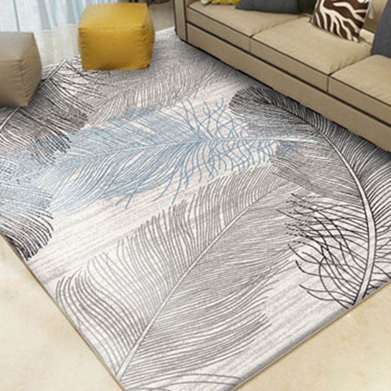 Multicolor Modern Area Carpet Polyester Feather Pattern Indoor Rug Washable Carpet for Living Room