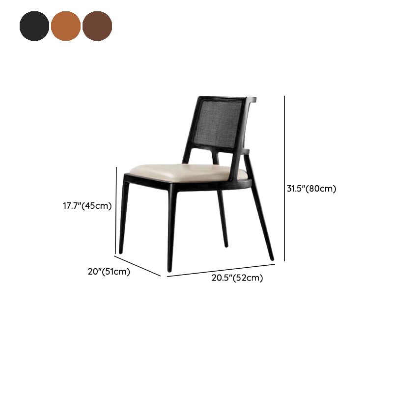 Solid Wood Lounge Chair Woven Back Side Chair with Solid Color Legs