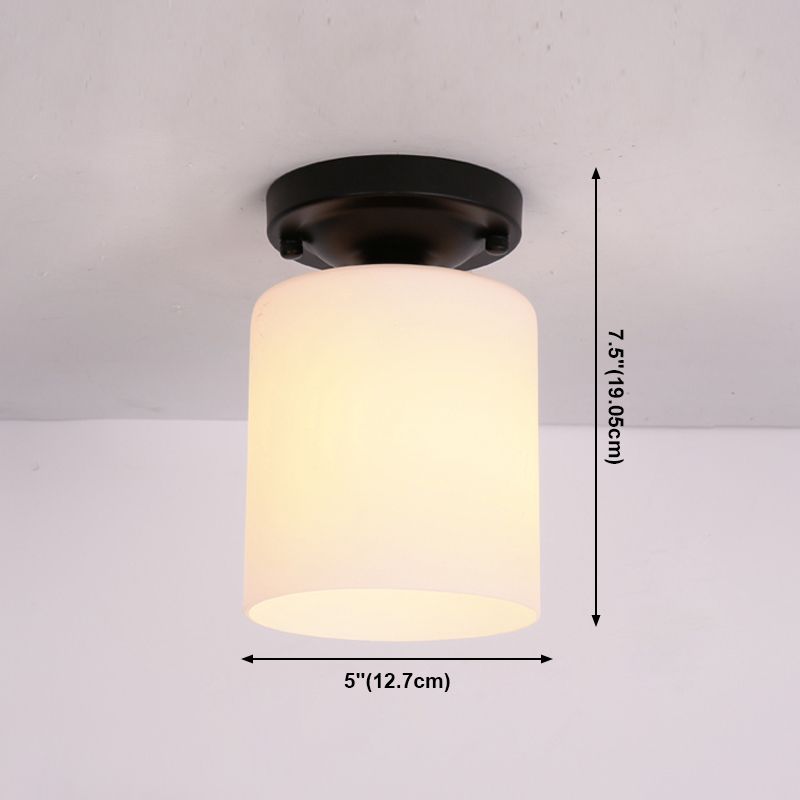 Glass Shaded Semi Flush Ceiling Light Minimalist Black Aisle Ceiling Mount Lighting
