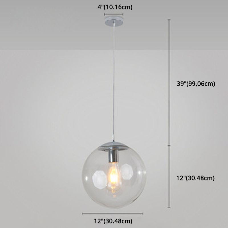 Restaurant Pendant Lighting Fixture Minimalist Style Pendant Ceiling Light with Orb Glass Shade