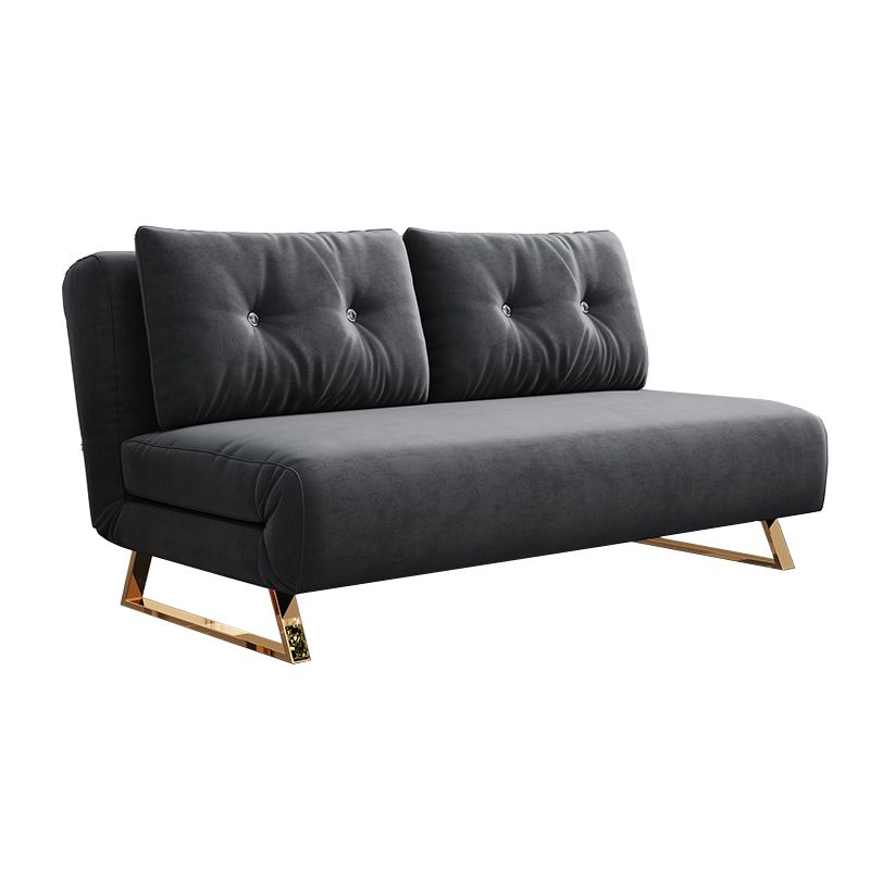 Cushion Back Futon Sofa Bed Pillow Included Sleeper Sofa with Gold Leg