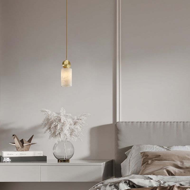 Luz de marco blanco de 1 luces Luz colgante de latón moderno Mini iluminación de iluminación para dormitorio