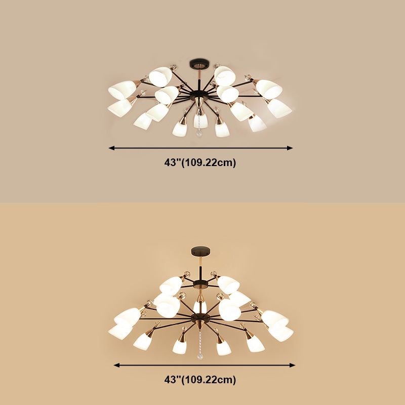 Metaal sputnik kroonluchter verlichtingsarmatuur moderne stijl hangende lamp in het zwart