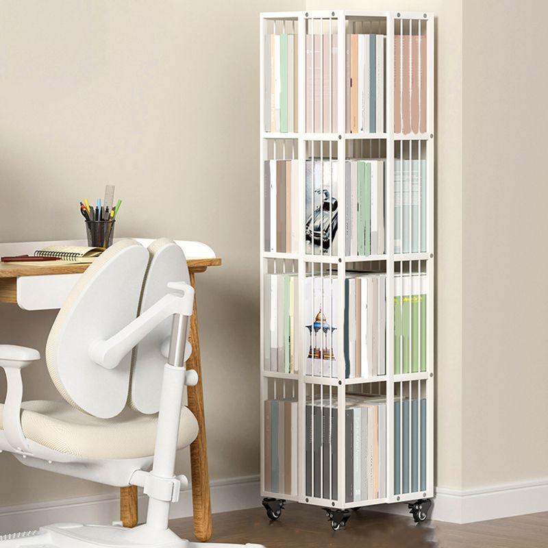 Modern Metal Bookshelf Standard Closed Back Vertical Bookcase in Burnish