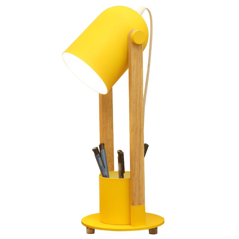 Einstellbare Kuppeltisch-Leuchte-Makkaron-Metall-1-Licht-Holzstudienlampe mit Stifthalter