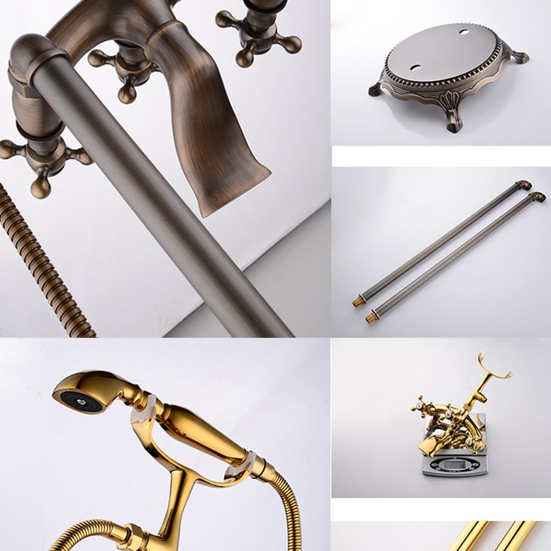 Traditional Style Freestanding Tub Filler Copper Floor Mount Freestanding Tub Filler
