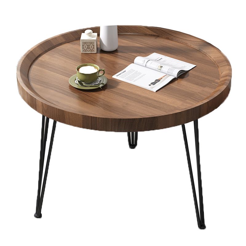 Open Shelf Tray Top Coffee Table Wood Round Coffee Table Minimalist