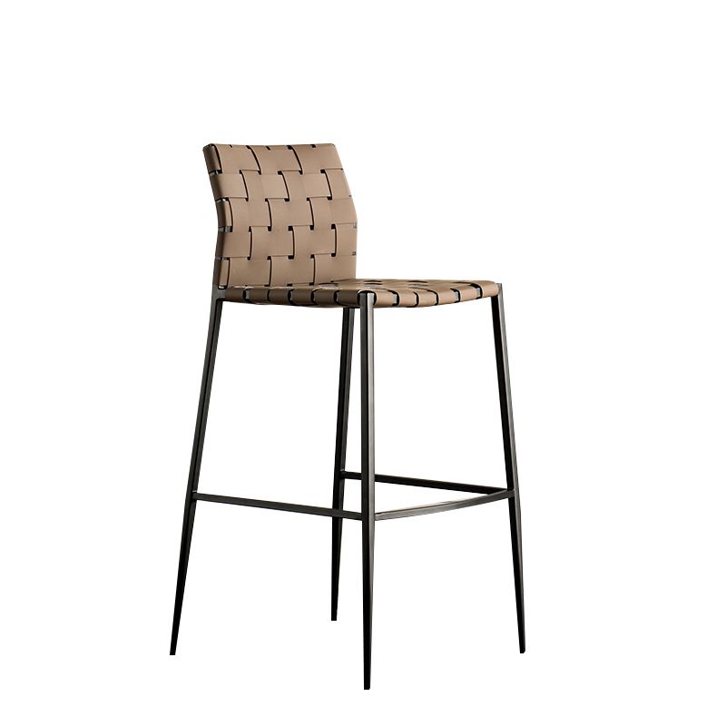 Modern Style Bar Stool Leather Backrest Counter Stool with Metal Legs