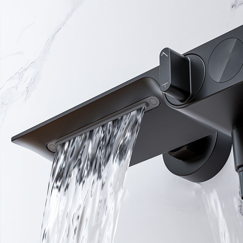 Modern Low Arc Tub Faucet Knob Handles Wall Mount Bathroom Faucet
