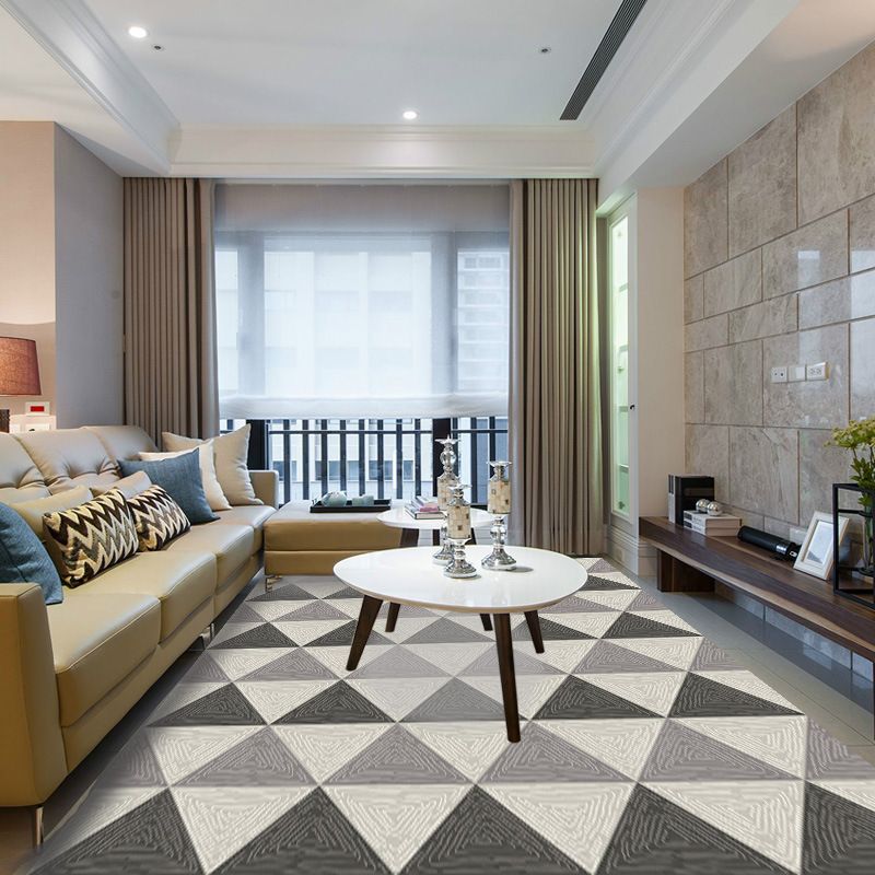 Decorative Geometry Printed Area Rug Modern Simplicity Area Carpet Polyester Non-Slip Backing Carpet for Living Room