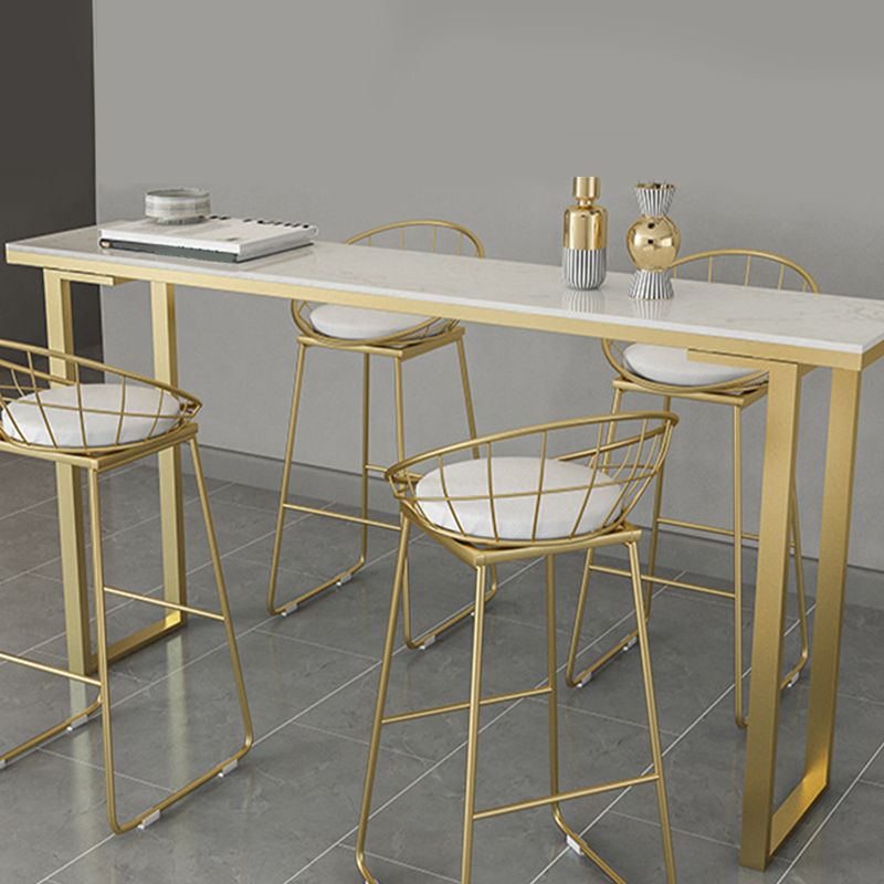 Glam Bar Height Table Faux Marble Top Bistro Table with Sled Base