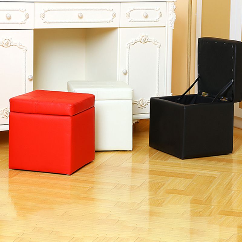Modern Color Block Square Cube Water Resistant Storage Ottoman