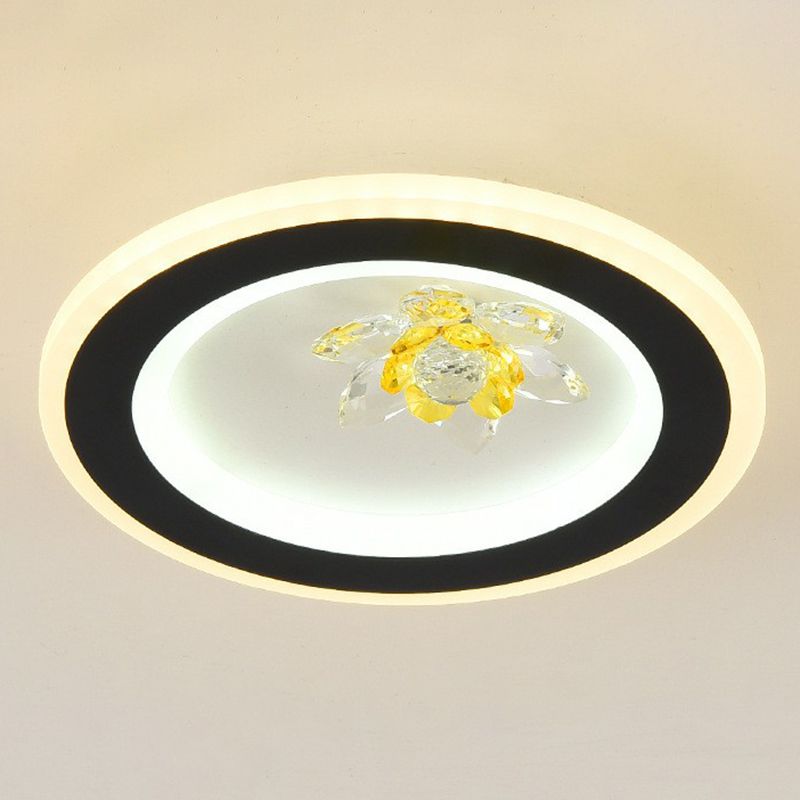 Plafonnier encastré de forme géométrique contemporaine, luminaire LED pour couloir en cristal
